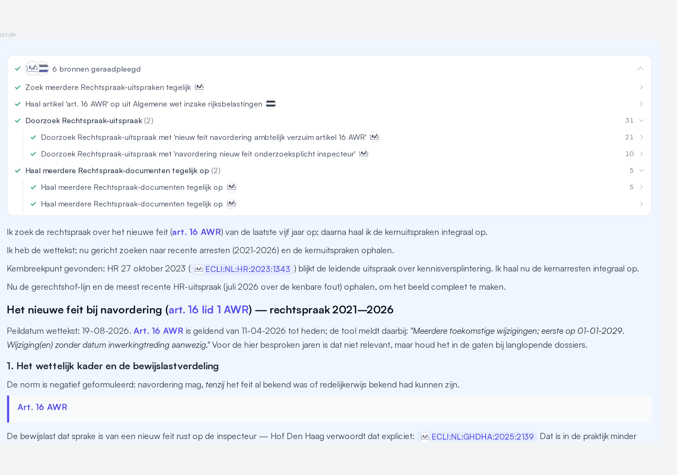 U ziet welke bronnen zijn geraadpleegd